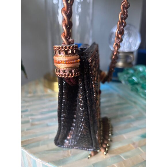 Handmade Beaded Mini Crossbody Bag Chain Strap Philippines Boho Chic Unique VTG - Picture 7 of 13